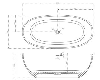 Ванна из искусственного камня ABBER Stein AS9620-1.6 165x78см белый матовый